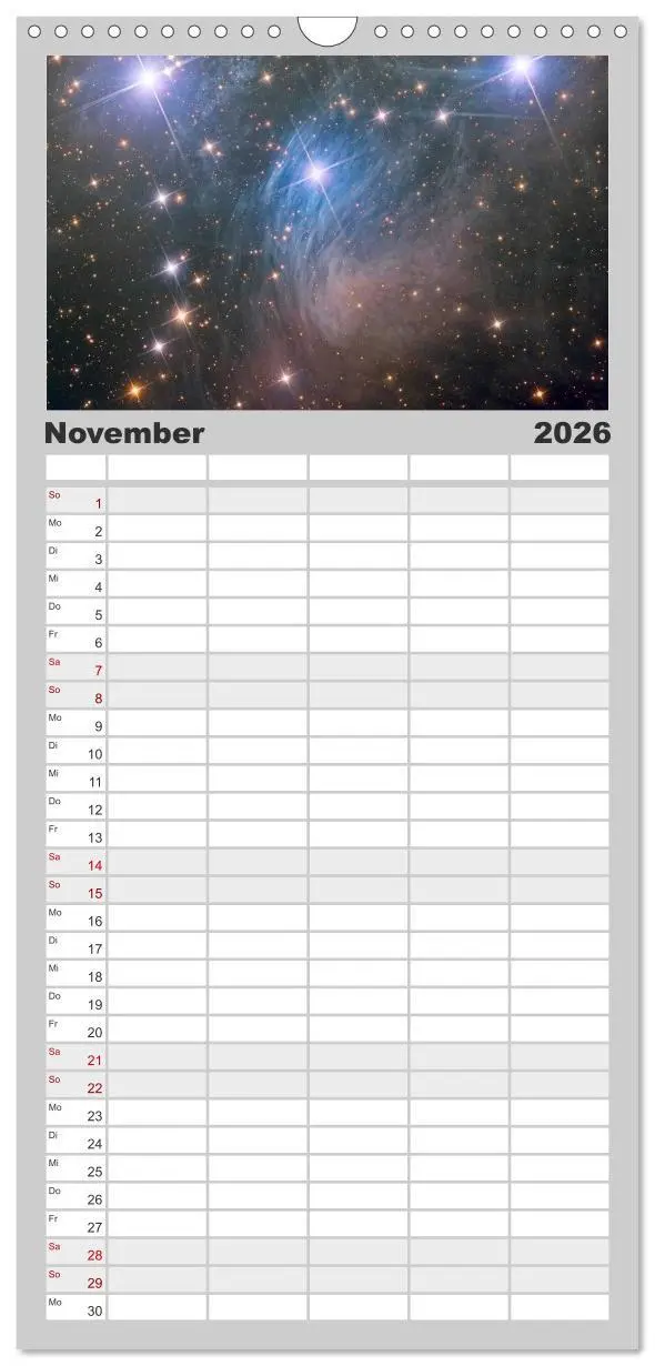 Bild: 9783516519259 | Familienplaner 2026 - Farbiges Weltall mit 5 Spalten (Wandkalender,...