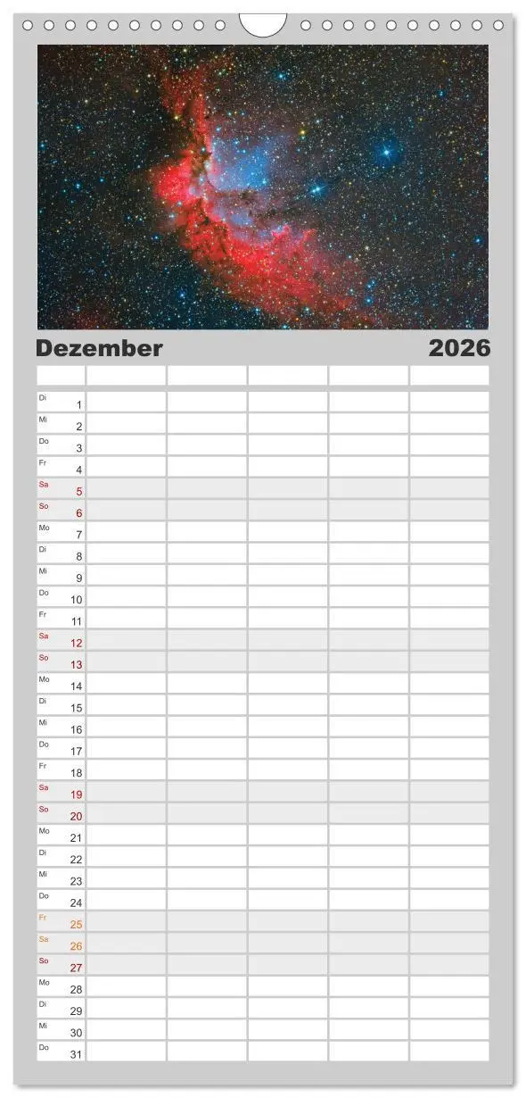 Bild: 9783516519259 | Familienplaner 2026 - Farbiges Weltall mit 5 Spalten (Wandkalender,...