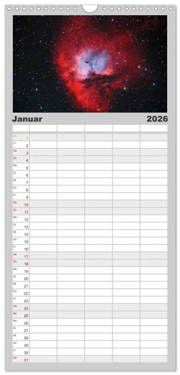 Bild: 9783516519259 | Familienplaner 2026 - Farbiges Weltall mit 5 Spalten (Wandkalender,...