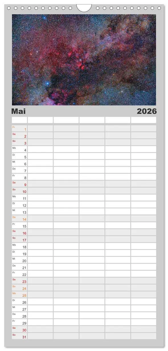 Bild: 9783516519259 | Familienplaner 2026 - Farbiges Weltall mit 5 Spalten (Wandkalender,...