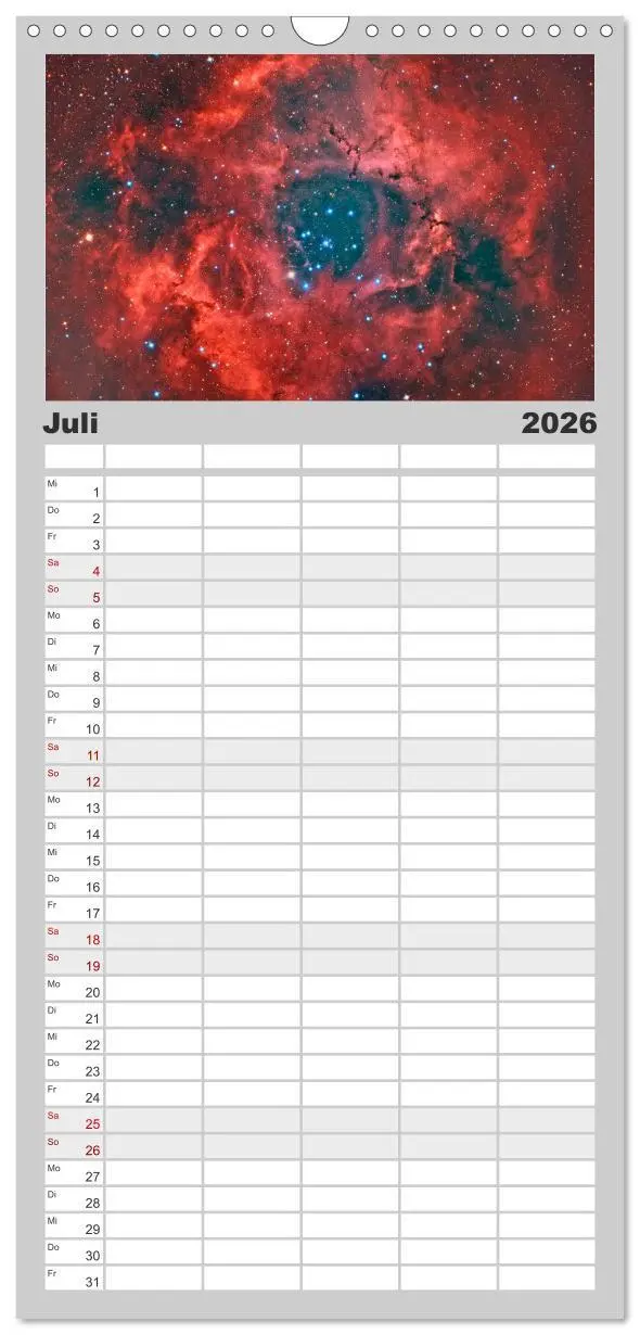 Bild: 9783516519259 | Familienplaner 2026 - Farbiges Weltall mit 5 Spalten (Wandkalender,...