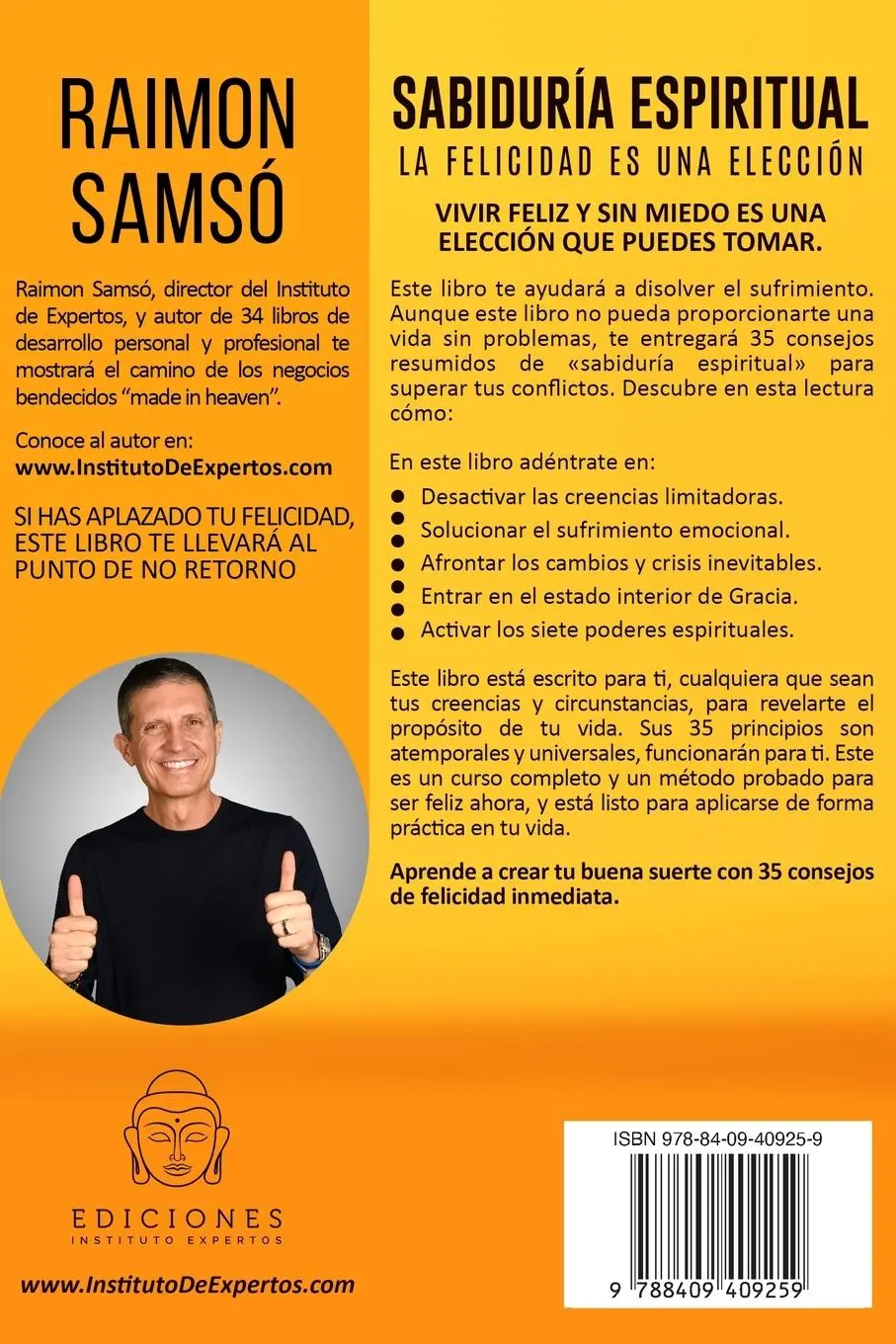 Rückseite: 9788409409259 | Sabiduría Espiritual | la felicidad es una elección | Raimon Samsó