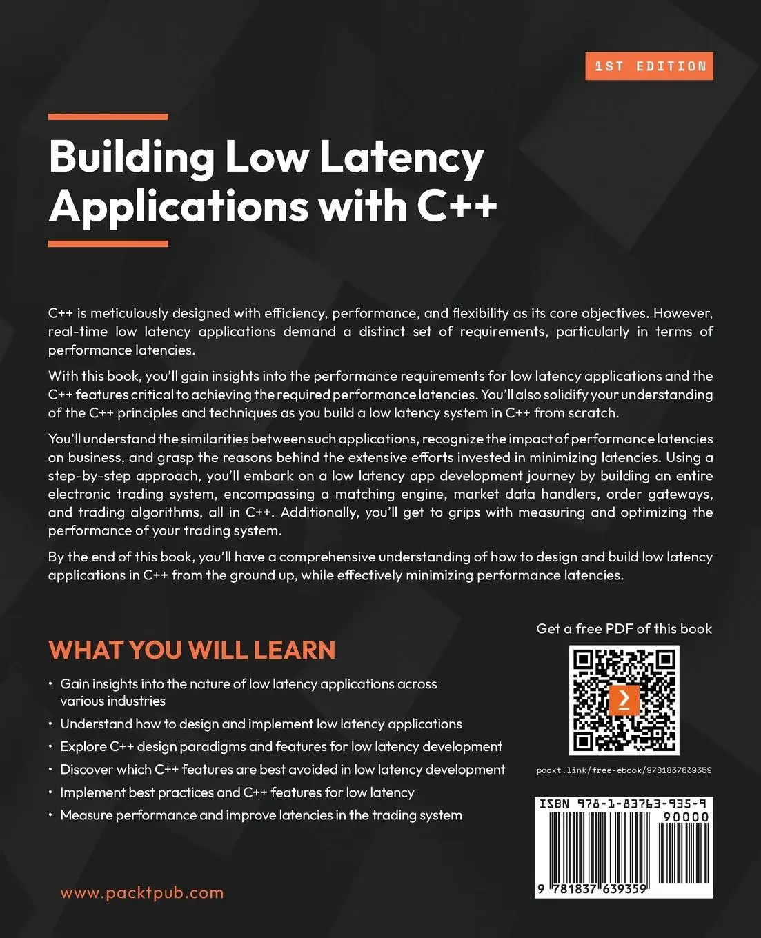 Rückseite: 9781837639359 | Building Low Latency Applications with C++ | Sourav Ghosh | Buch