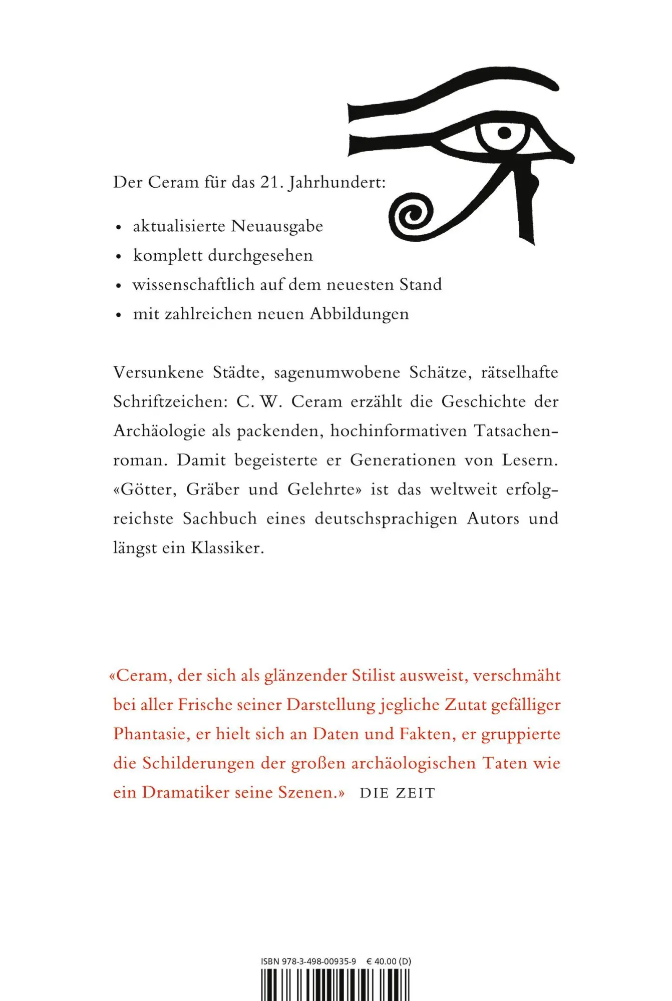 Rückseite: 9783498009359 | Götter, Gräber und Gelehrte | Roman der Archäologie | C. W. Ceram