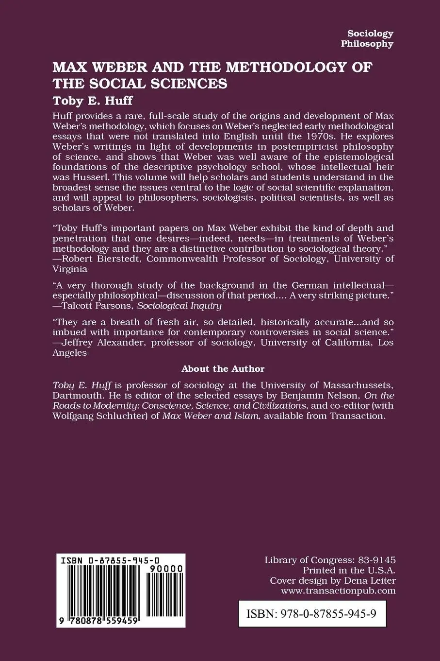 Rückseite: 9780878559459 | Max Weber and Methodology of Social Science | T. Huff | Taschenbuch
