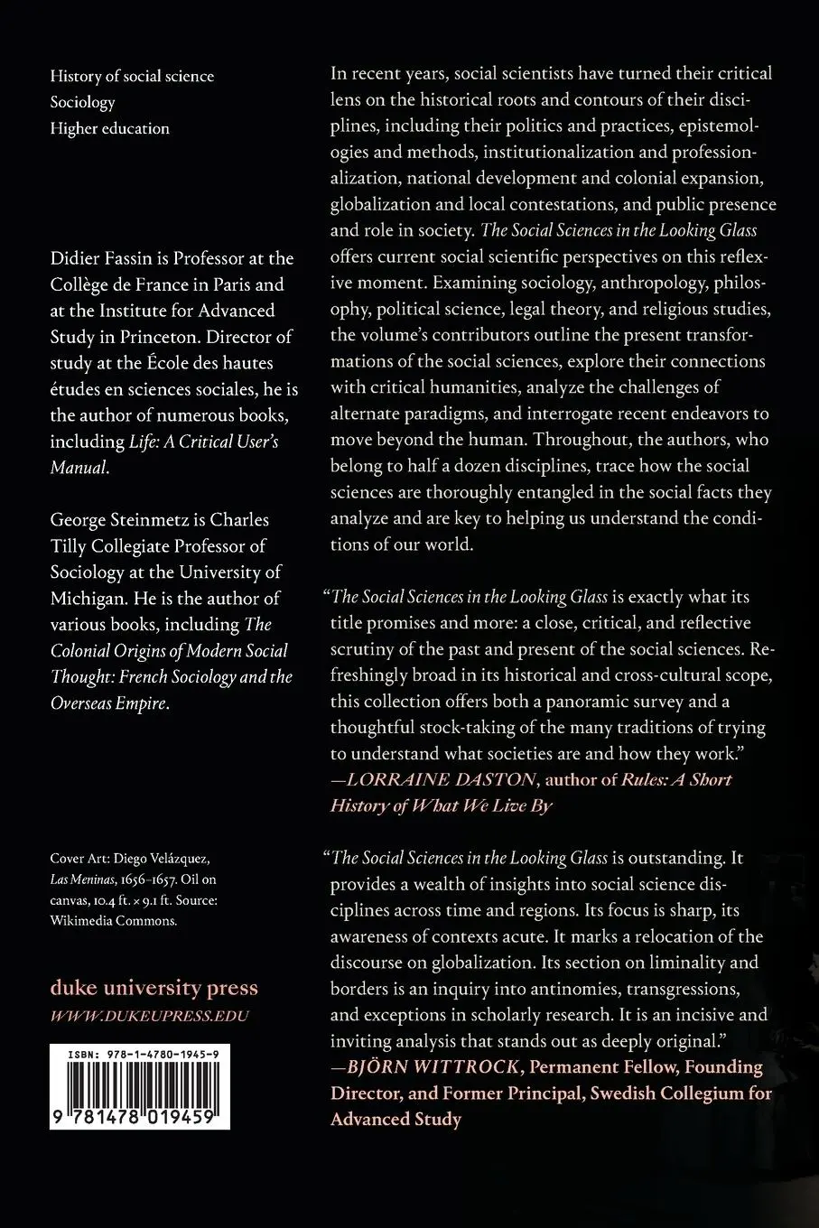 Rückseite: 9781478019459 | The Social Sciences in the Looking Glass | Didier Fassin | Taschenbuch