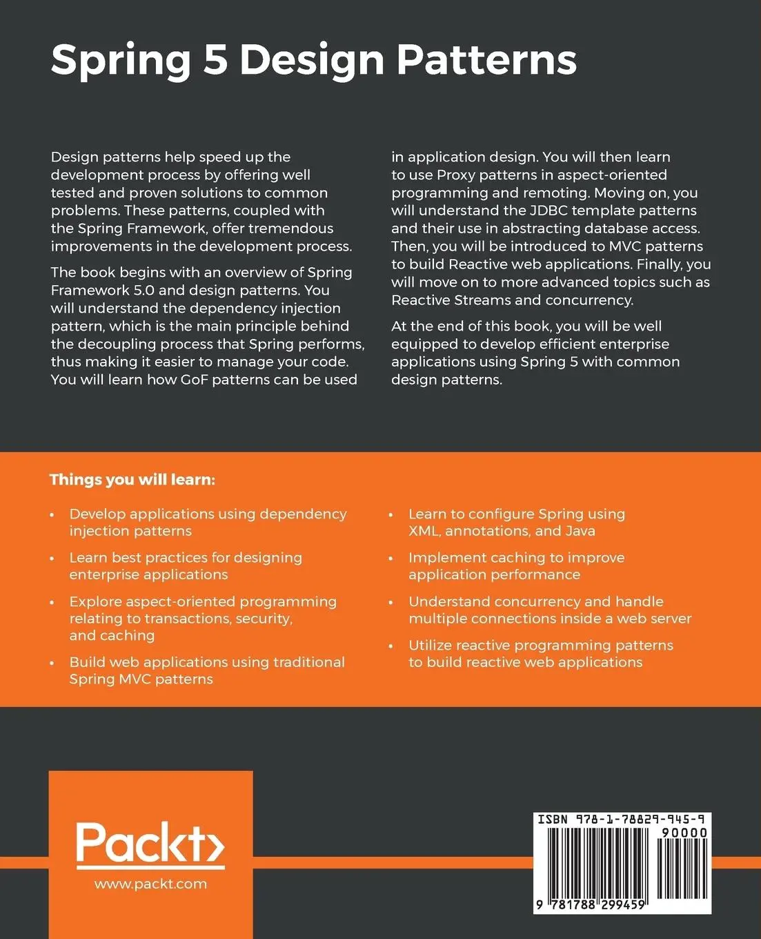 Rückseite: 9781788299459 | Spring 5 Design Patterns | Dinesh Rajput | Taschenbuch | Englisch