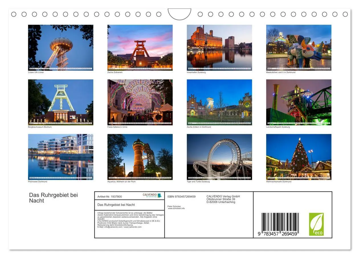 Bild: 9783457269459 | Das Ruhrgebiet bei Nacht (Wandkalender 2026 DIN A4 quer), CALVENDO...