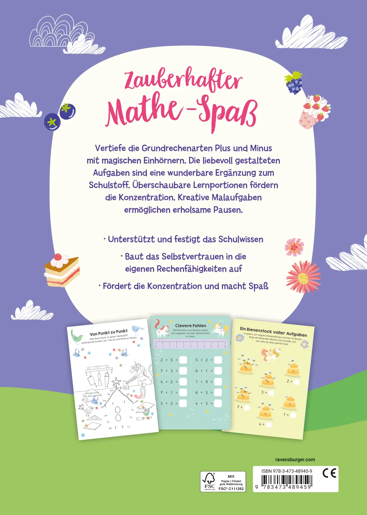 Rückseite: 9783473489459 | Einhorn-Akademie - Erstes Rechnen | Lisa Regan | Taschenbuch | 48 S.