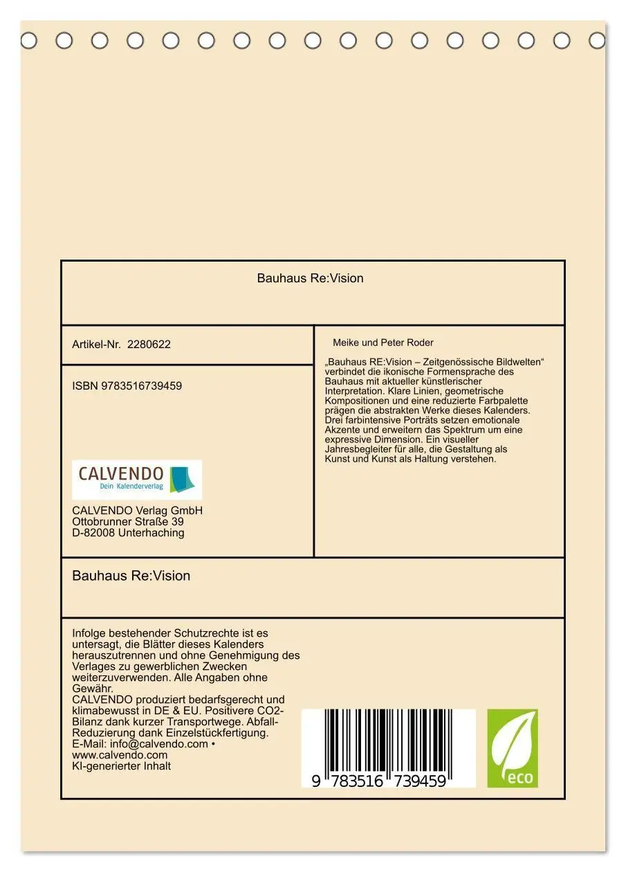 Bild: 9783516739459 | Bauhaus Re:Vision (Tischkalender 2026 DIN A5 hoch), CALVENDO...