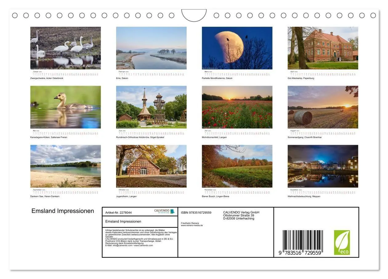 Bild: 9783516729559 | Emsland Impressionen (Wandkalender 2026 DIN A4 quer), CALVENDO...