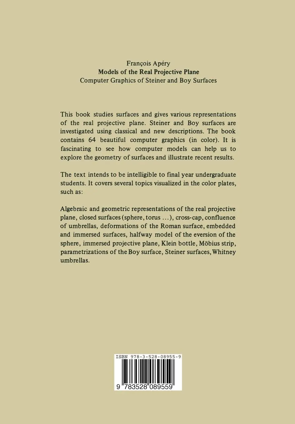 Rückseite: 9783528089559 | Models of the Real Projective Plane | Francois Apery | Taschenbuch