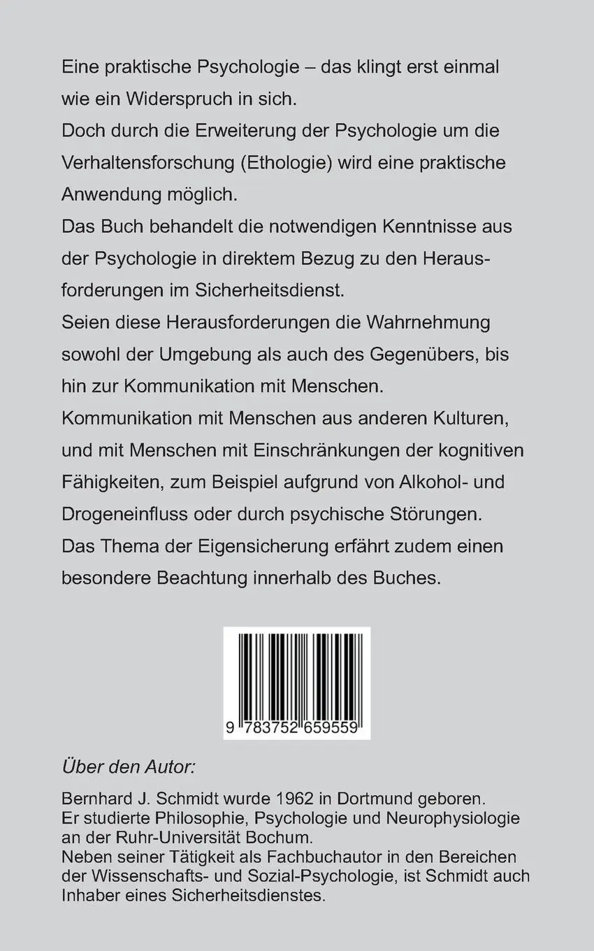Rückseite: 9783752659559 | Praktische Psychologie für den Sicherheitsdienst | Bernhard J. Schmidt