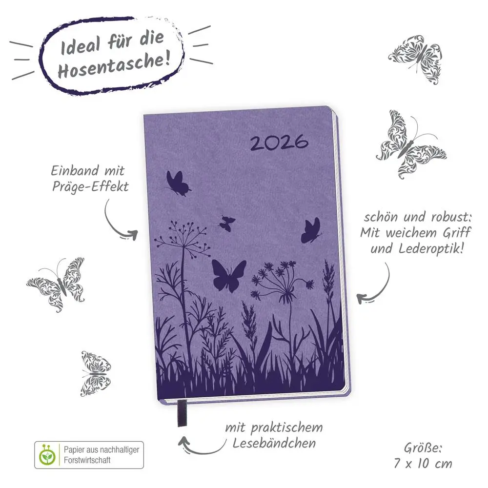 Bild: 4251901509659 | Trötsch Taschenkalender A7 Soft Touch Blumen 2026 | KG | Kalender