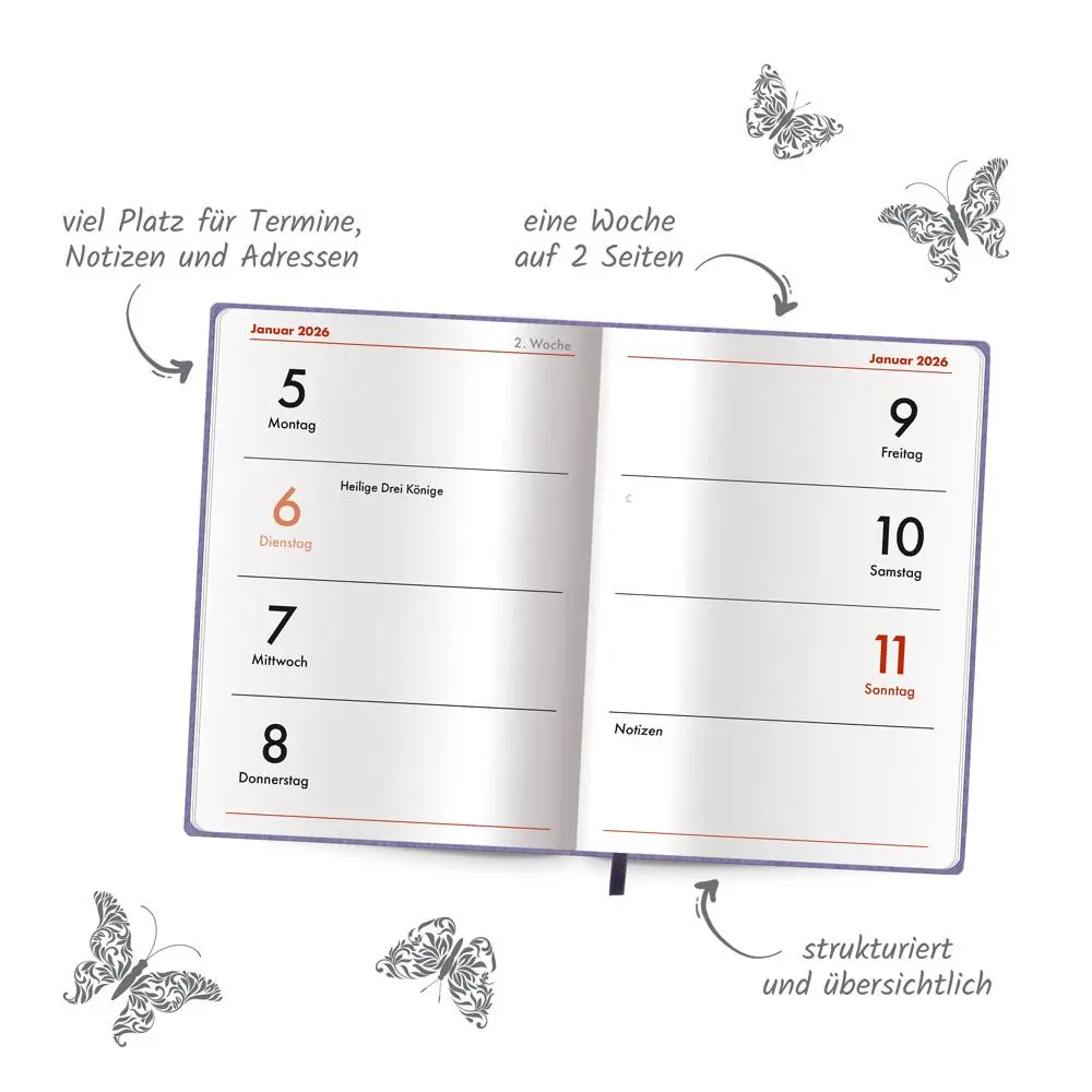 Bild: 4251901509659 | Trötsch Taschenkalender A7 Soft Touch Blumen 2026 | KG | Kalender