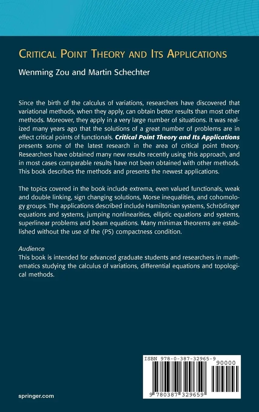 Rückseite: 9780387329659 | Critical Point Theory and Its Applications | Martin Schechter (u. a.)