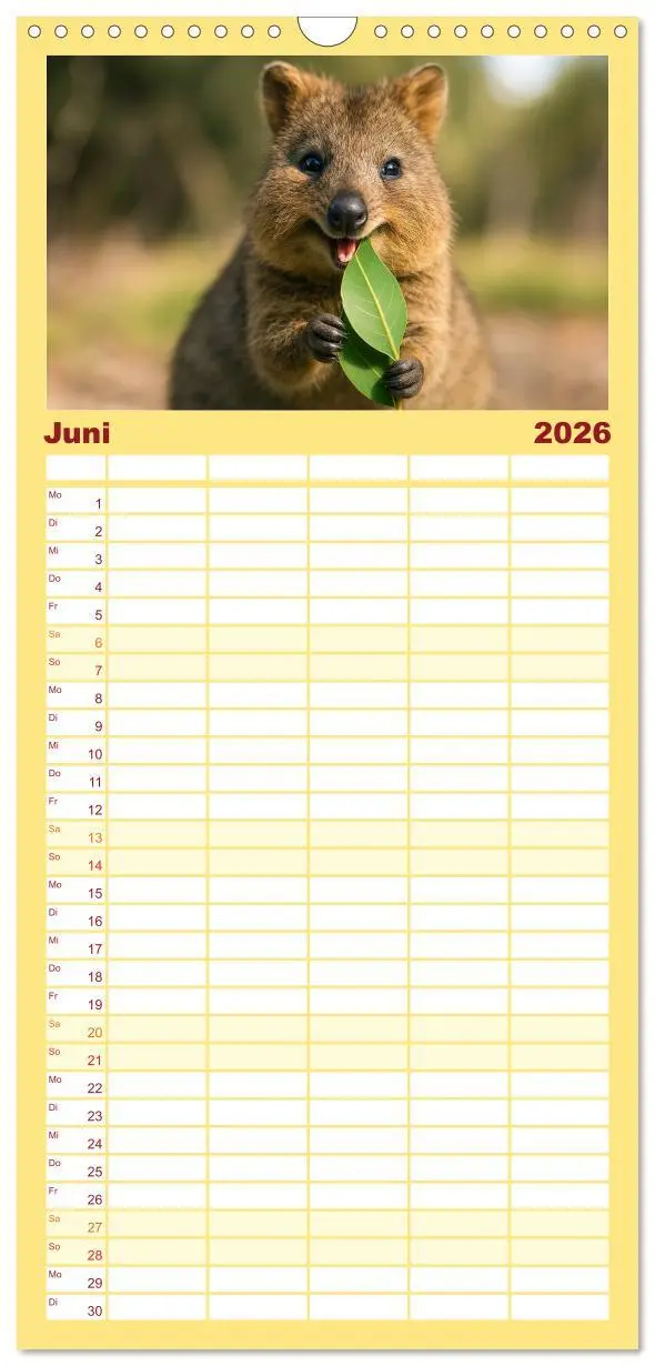 Bild: 9783516649659 | Familienplaner 2026 - Die vielleicht nettesten Wildtiere mit 5...