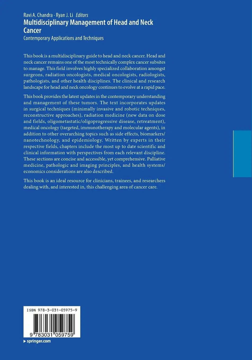 Rückseite: 9783031059759 | Multidisciplinary Management of Head and Neck Cancer | Li (u. a.) | xv