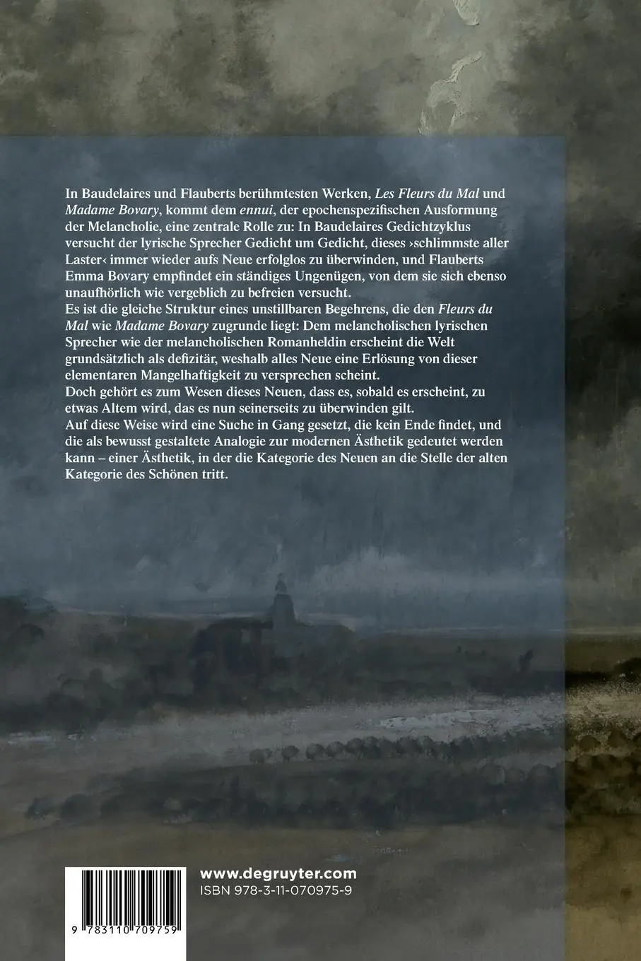 Rückseite: 9783110709759 | Melancholie als poetologische Allegorie | Zu Baudelaire und Flaubert