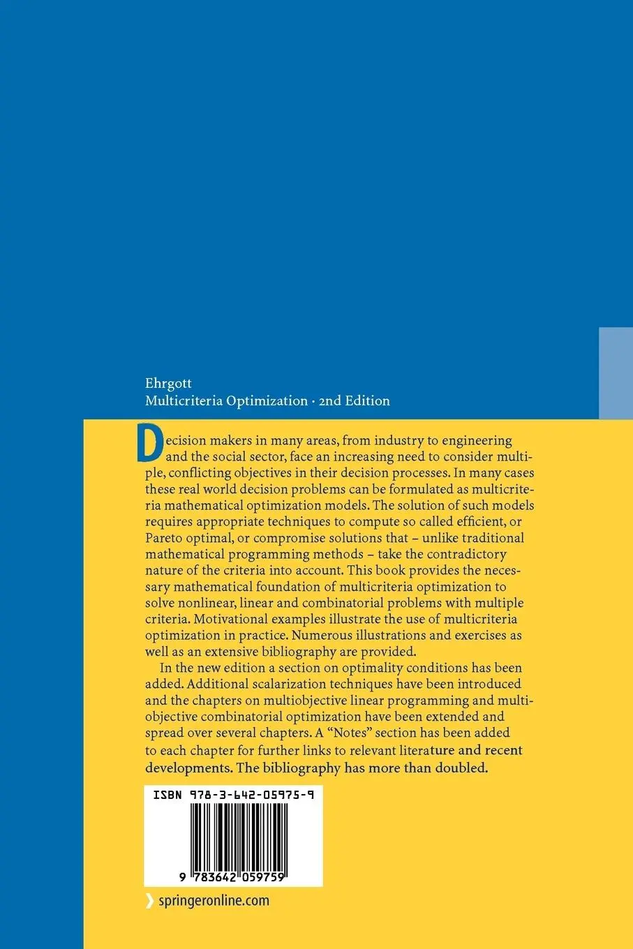 Rückseite: 9783642059759 | Multicriteria Optimization | Matthias Ehrgott | Taschenbuch | xiii
