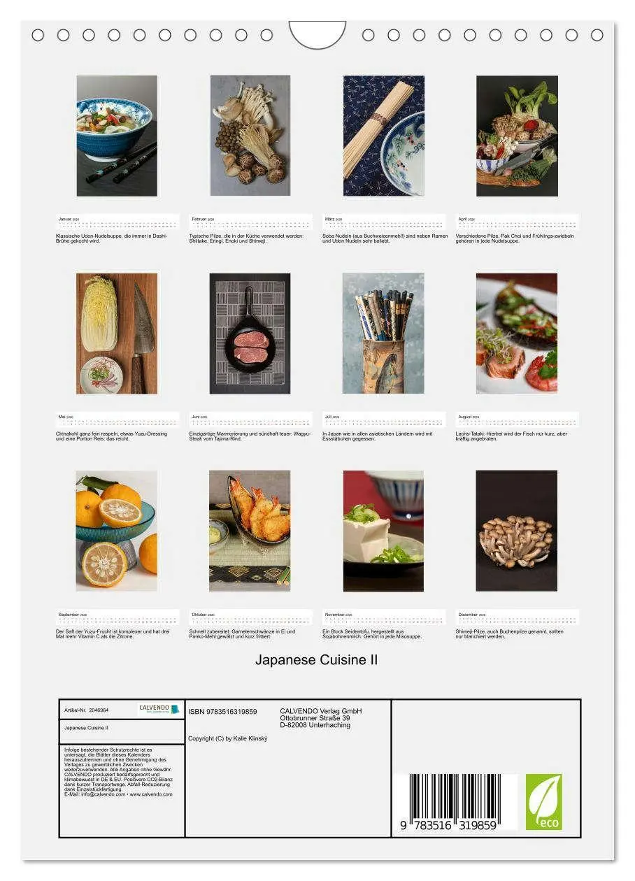 Bild: 9783516319859 | Japanese Cuisine II (Wandkalender 2026 DIN A4 hoch), CALVENDO...