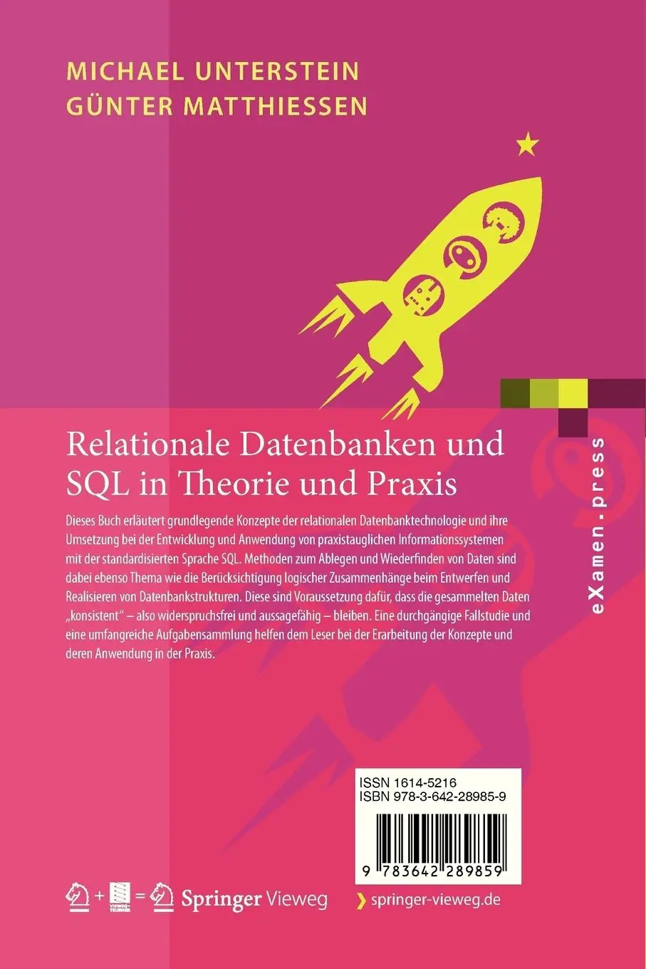 Rückseite: 9783642289859 | Relationale Datenbanken und SQL in Theorie und Praxis | Taschenbuch