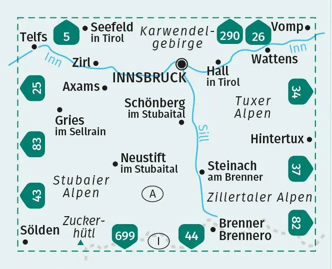 Bild: 9783991219859 | KOMPASS Wanderkarte 36 Innsbruck, Brenner 1:50.000 | (Land-)Karte