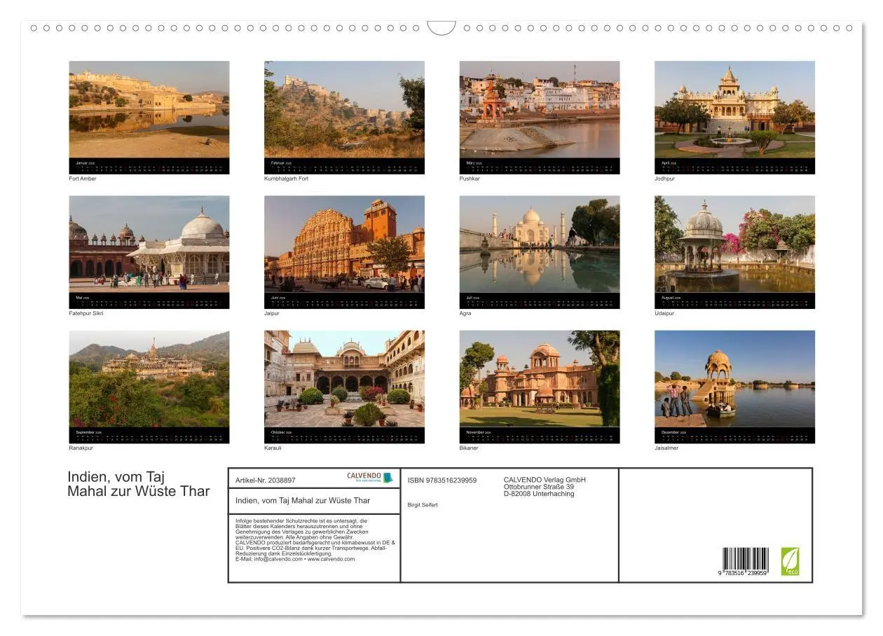 Bild: 9783516239959 | Indien, vom Taj Mahal zur Wüste Thar (Wandkalender 2026 DIN A2...