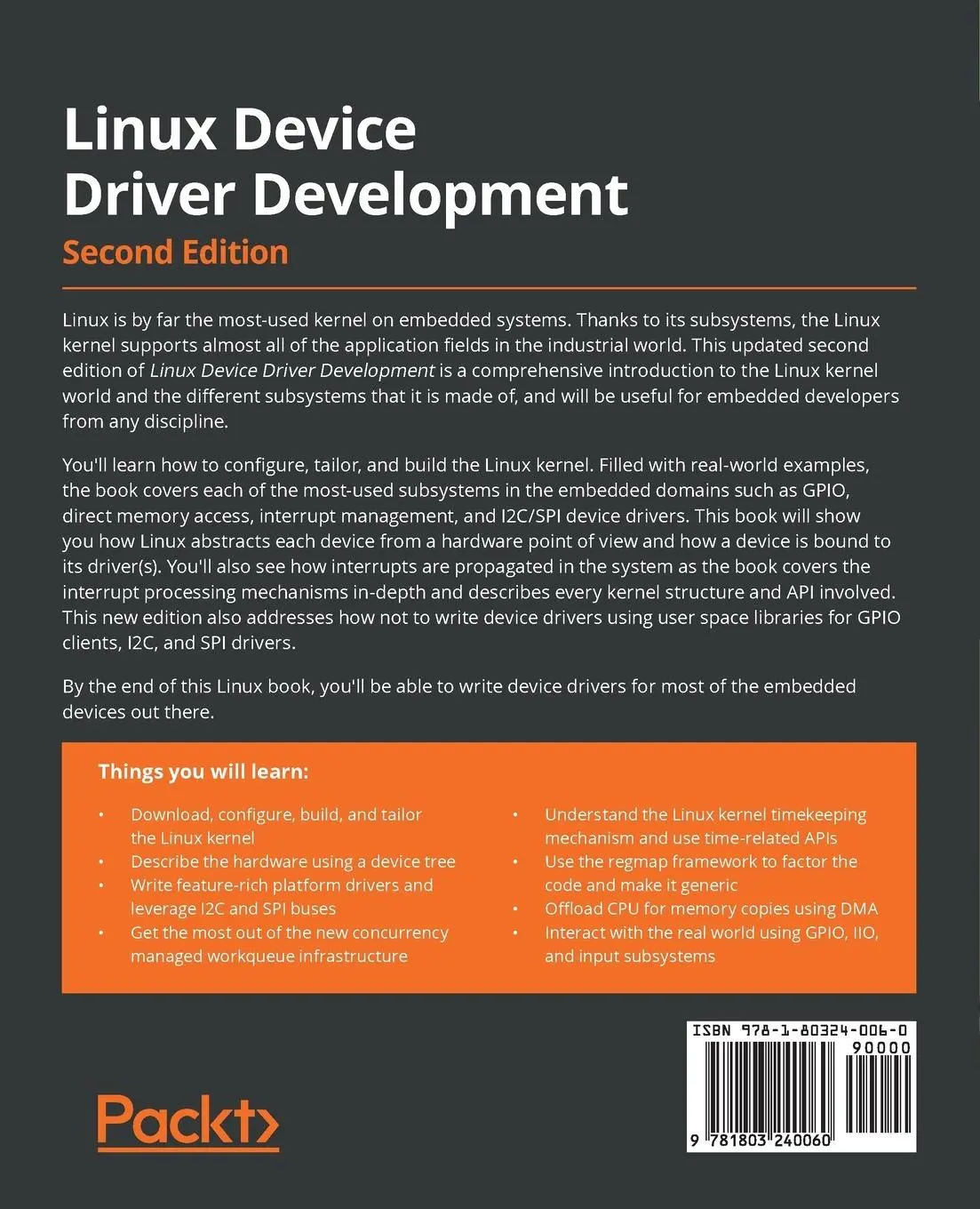Rückseite: 9781803240060 | Linux Device Driver Development - Second Edition | John Madieu | Buch