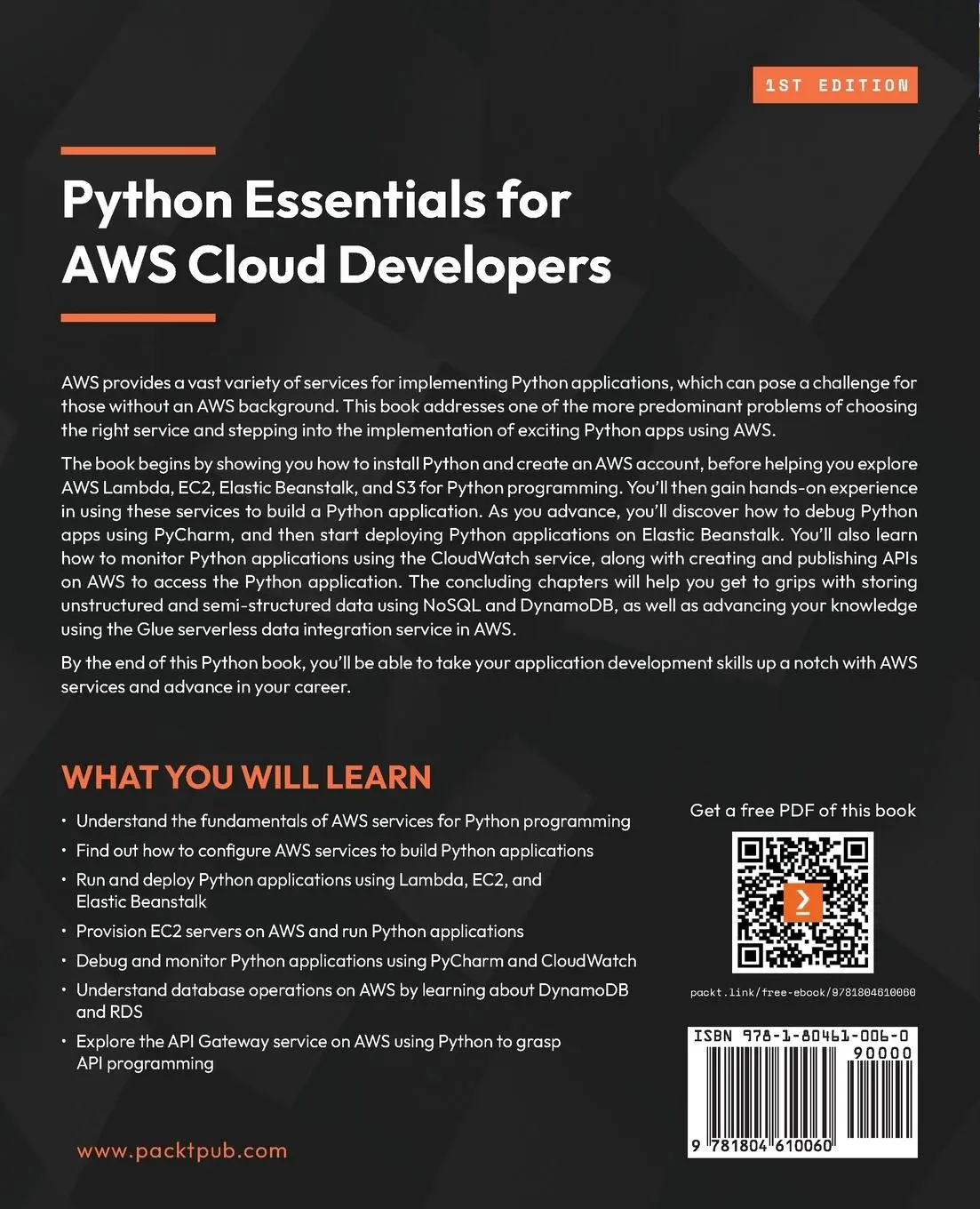 Rückseite: 9781804610060 | Python Essentials for AWS Cloud Developers | Serkan Sakinmaz | Buch