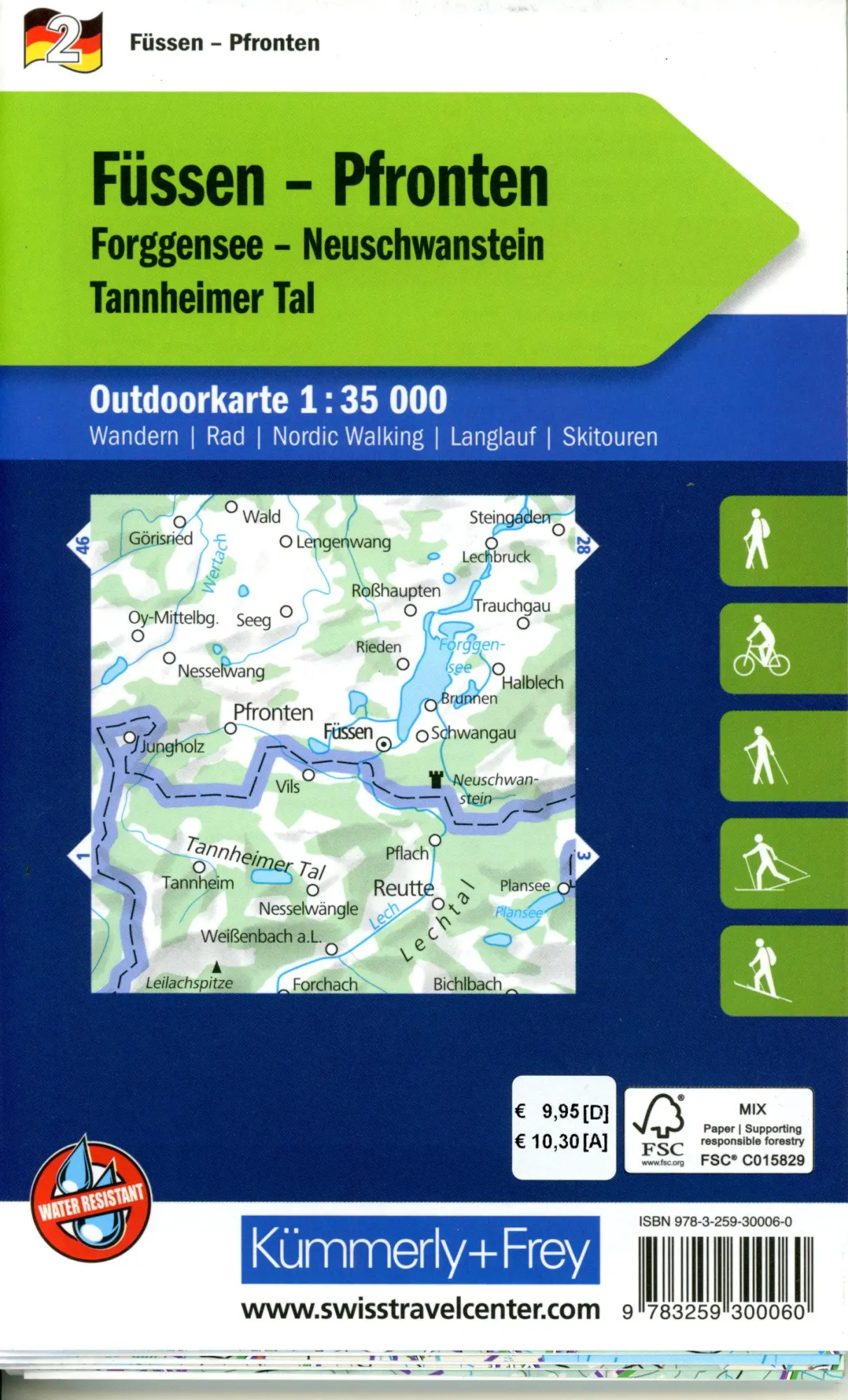 Bild: 9783259300060 | Kümmerly+Frey Outdoorkarte Deutschland 2 Füssen, Pfronten 1:35.000