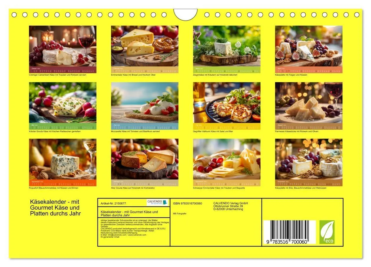 Bild: 9783516700060 | Käsekalender - mit Gourmet Käse und Platten durchs Jahr...
