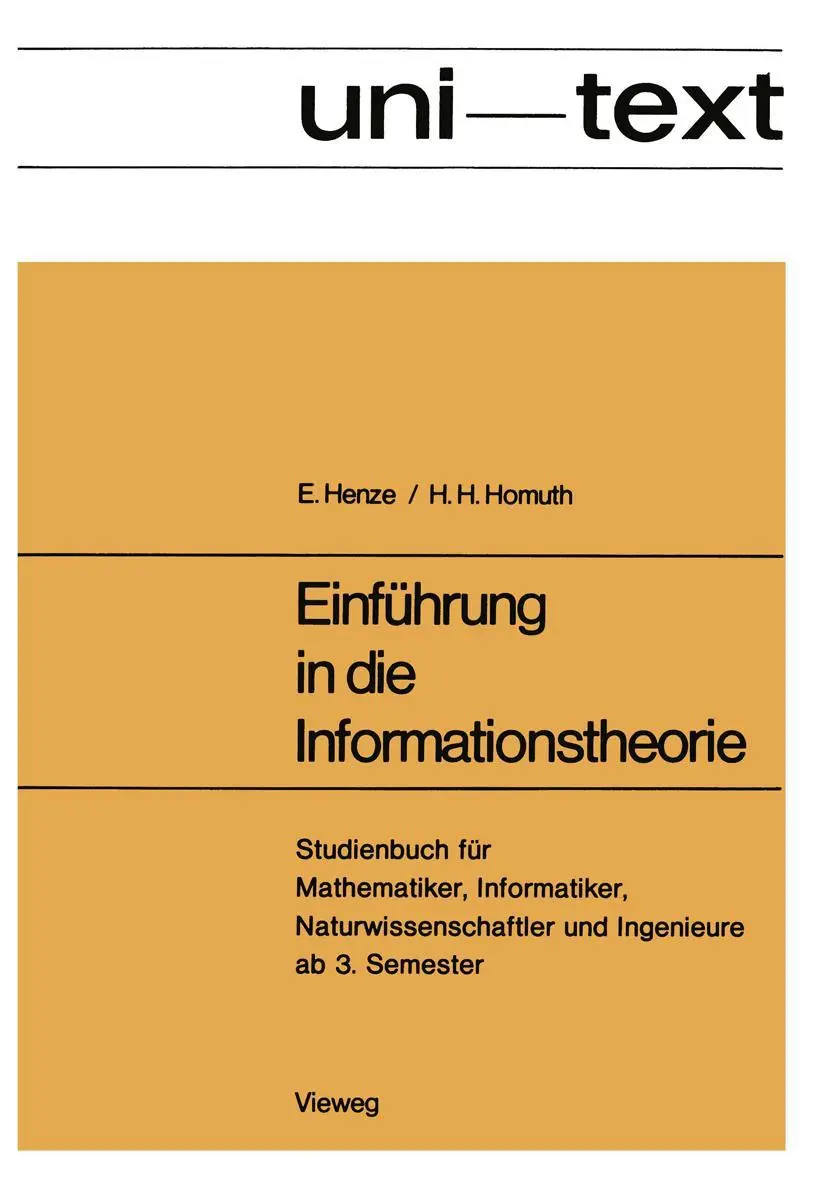 Cover: 9783528130060 | Einführung in die Informationstheorie | Ernst Henze | Taschenbuch