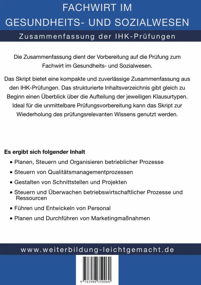 Bild: 9783988350060 | Fachwirt im Gesundheits- und Sozialwesen - Zusammenfassung der...