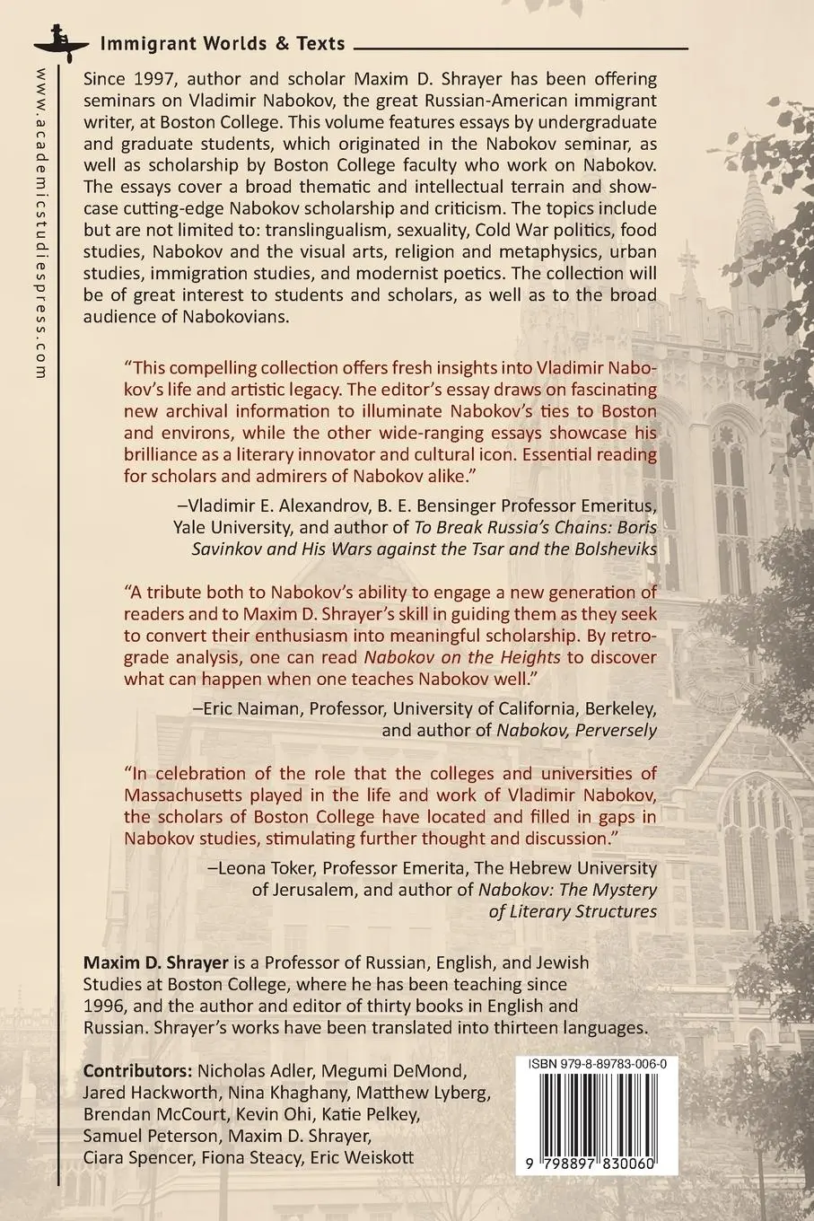 Rückseite: 9798897830060 | Nabokov on the Heights | New Studies from Boston College | Shrayer
