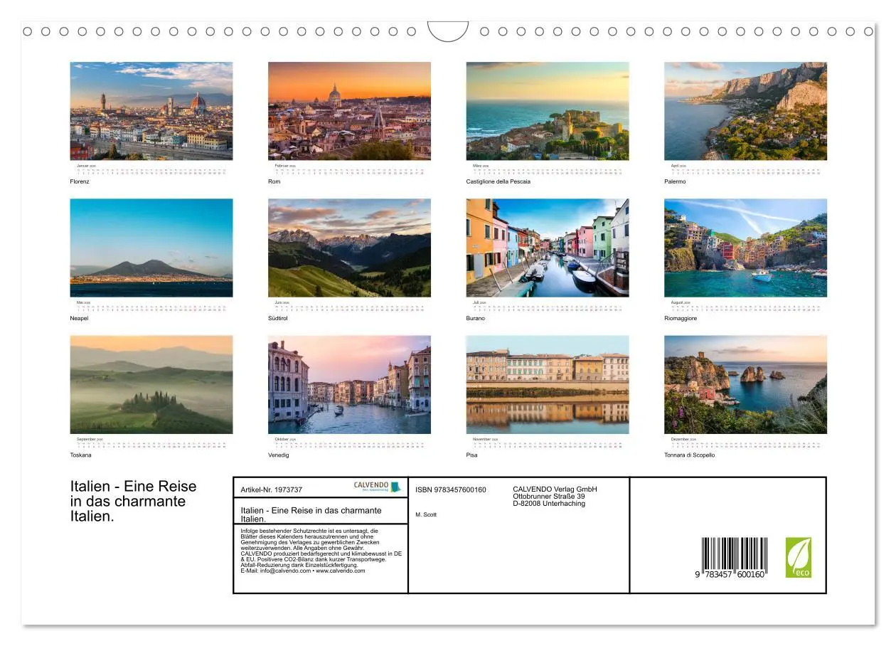 Bild: 9783457600160 | Italien - Eine Reise in das charmante Italien. (Wandkalender 2026...