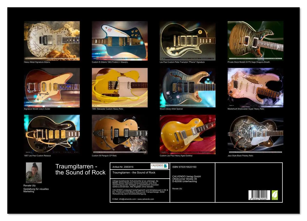 Bild: 9783516620160 | Traumgitarren - the Sound of Rock (Wandkalender 2026 DIN A2 quer),...