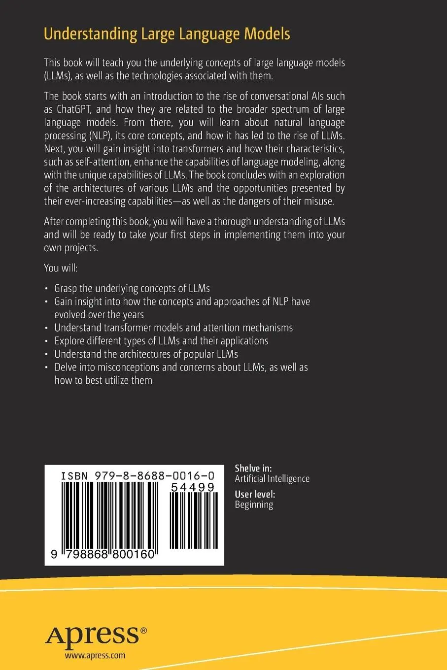 Rückseite: 9798868800160 | Understanding Large Language Models | Thimira Amaratunga | Taschenbuch