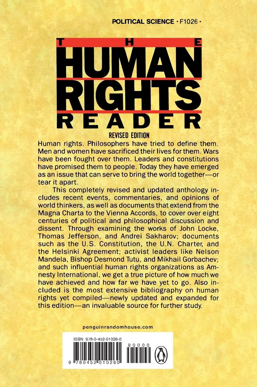 Rückseite: 9780452010260 | The Human Rights Reader | Walter Laqueur (u. a.) | Taschenbuch | 1990