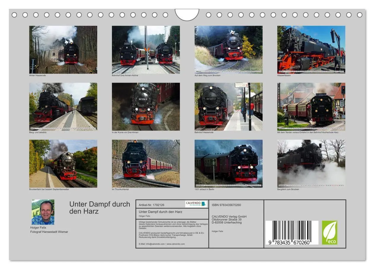 Bild: 9783435670260 | Unter Dampf durch den Harz (Wandkalender 2025 DIN A4 quer),...