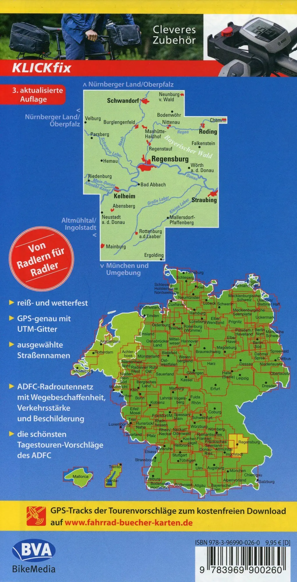 Bild: 9783969900260 | ADFC-Regionalkarte Regensburg und Umgebung, 1:75.000, mit...
