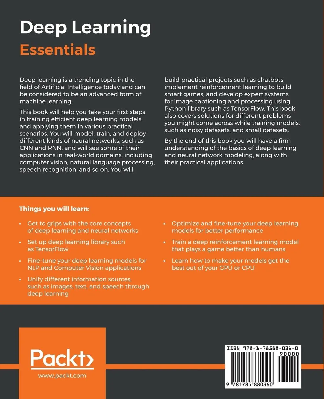 Rückseite: 9781785880360 | Deep Learning Essentials | Wei Di (u. a.) | Taschenbuch | Englisch