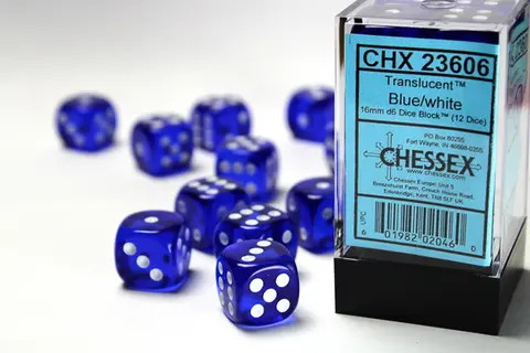 Cover: 601982020460 | Translucent 16mm d6 Blue/white Dice Block™ (12 dice) | deutsch