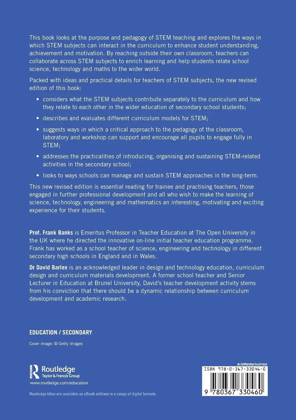 Rückseite: 9780367330460 | Teaching STEM in the Secondary School | Frank Banks (u. a.) | Buch