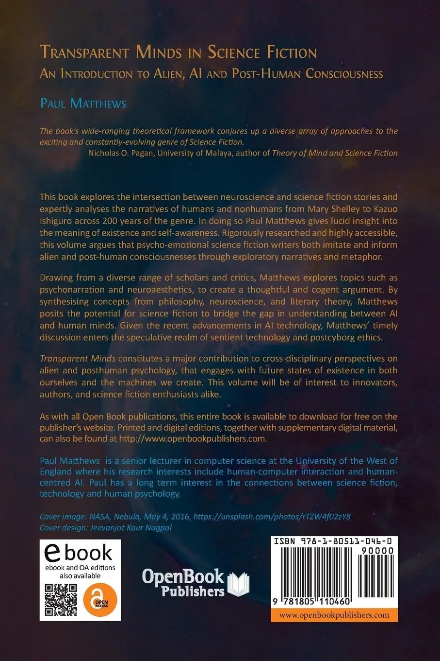 Rückseite: 9781805110460 | Transparent Minds in Science Fiction | Paul Matthews | Taschenbuch