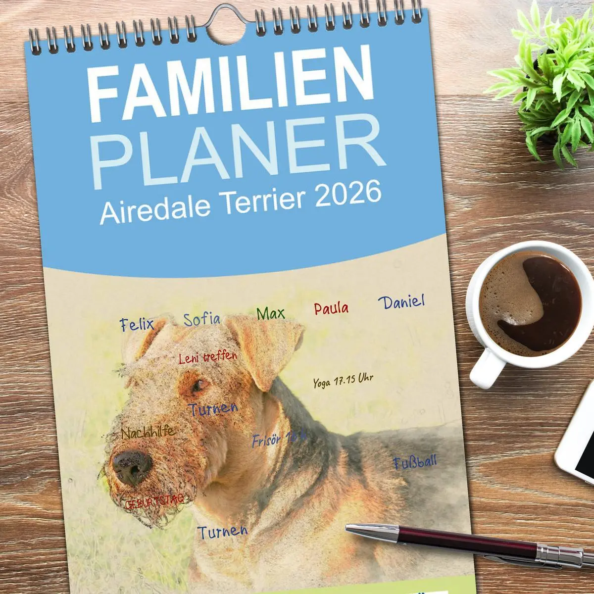 Bild: 9783516520460 | Familienplaner 2026 - Airedale Terrier 2026 mit 5 Spalten...