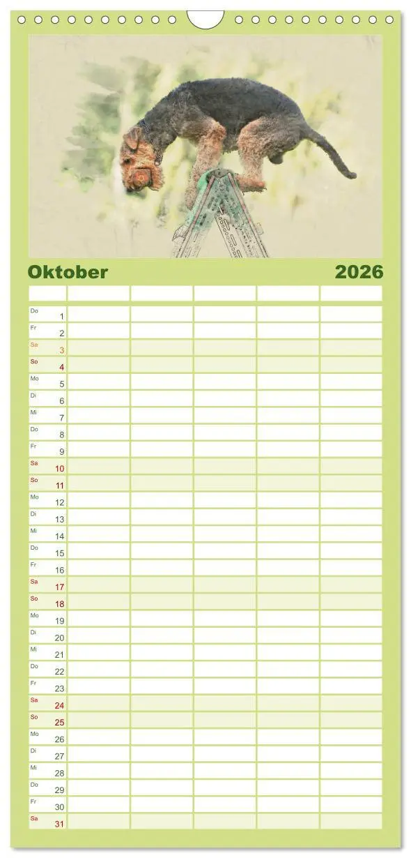 Bild: 9783516520460 | Familienplaner 2026 - Airedale Terrier 2026 mit 5 Spalten...