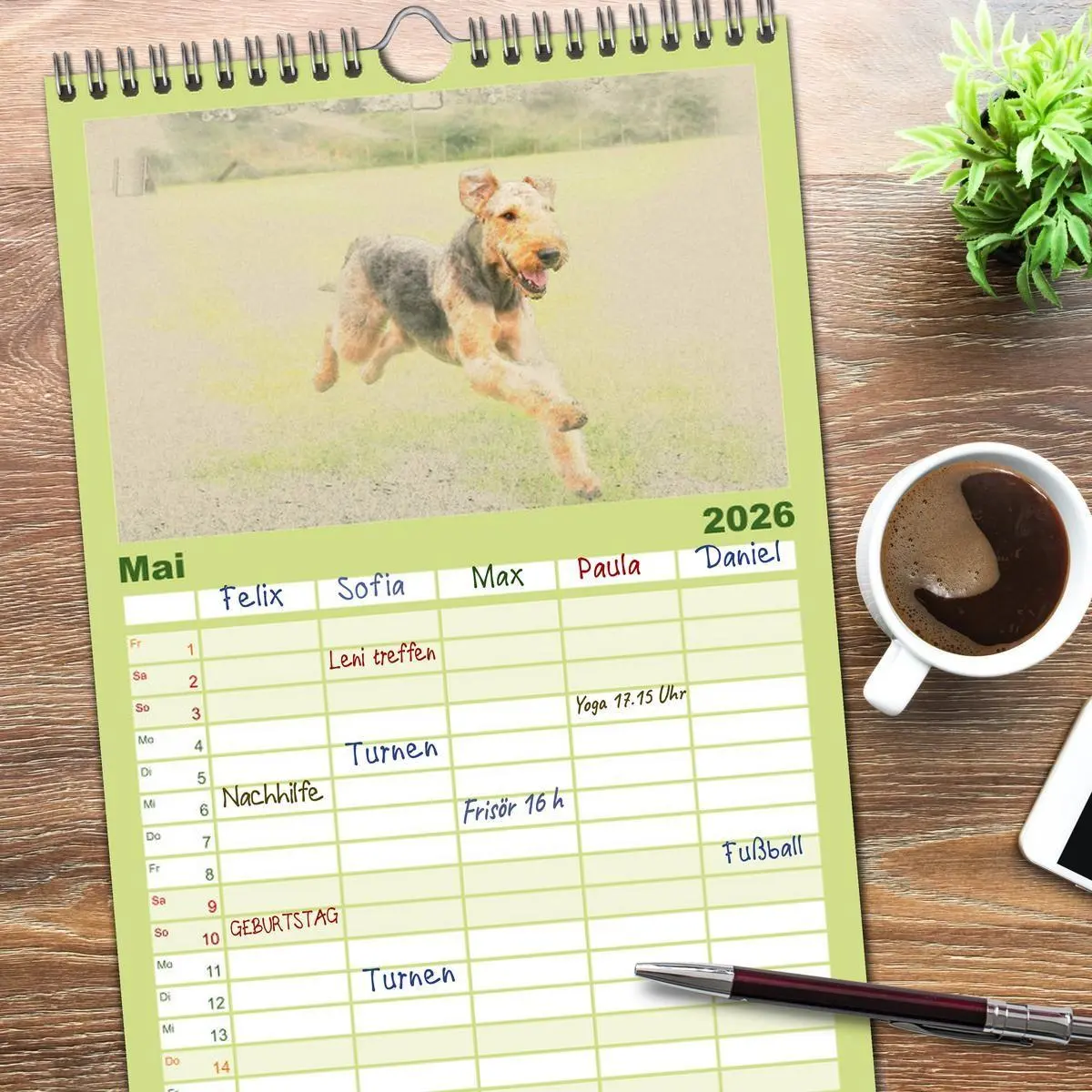 Bild: 9783516520460 | Familienplaner 2026 - Airedale Terrier 2026 mit 5 Spalten...