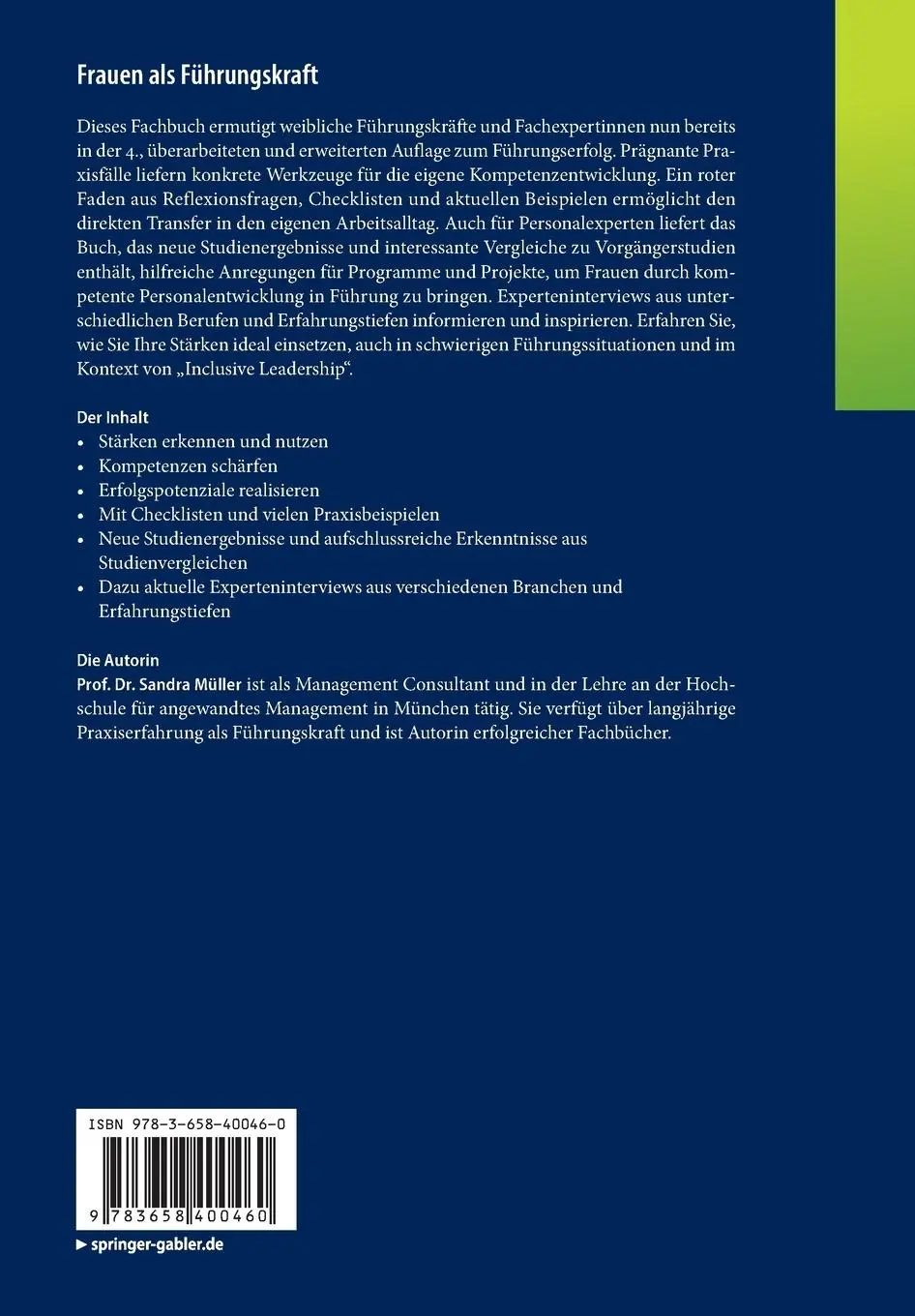 Rückseite: 9783658400460 | Frauen als Führungskraft | Sandra Müller | Taschenbuch | XVII | 2023
