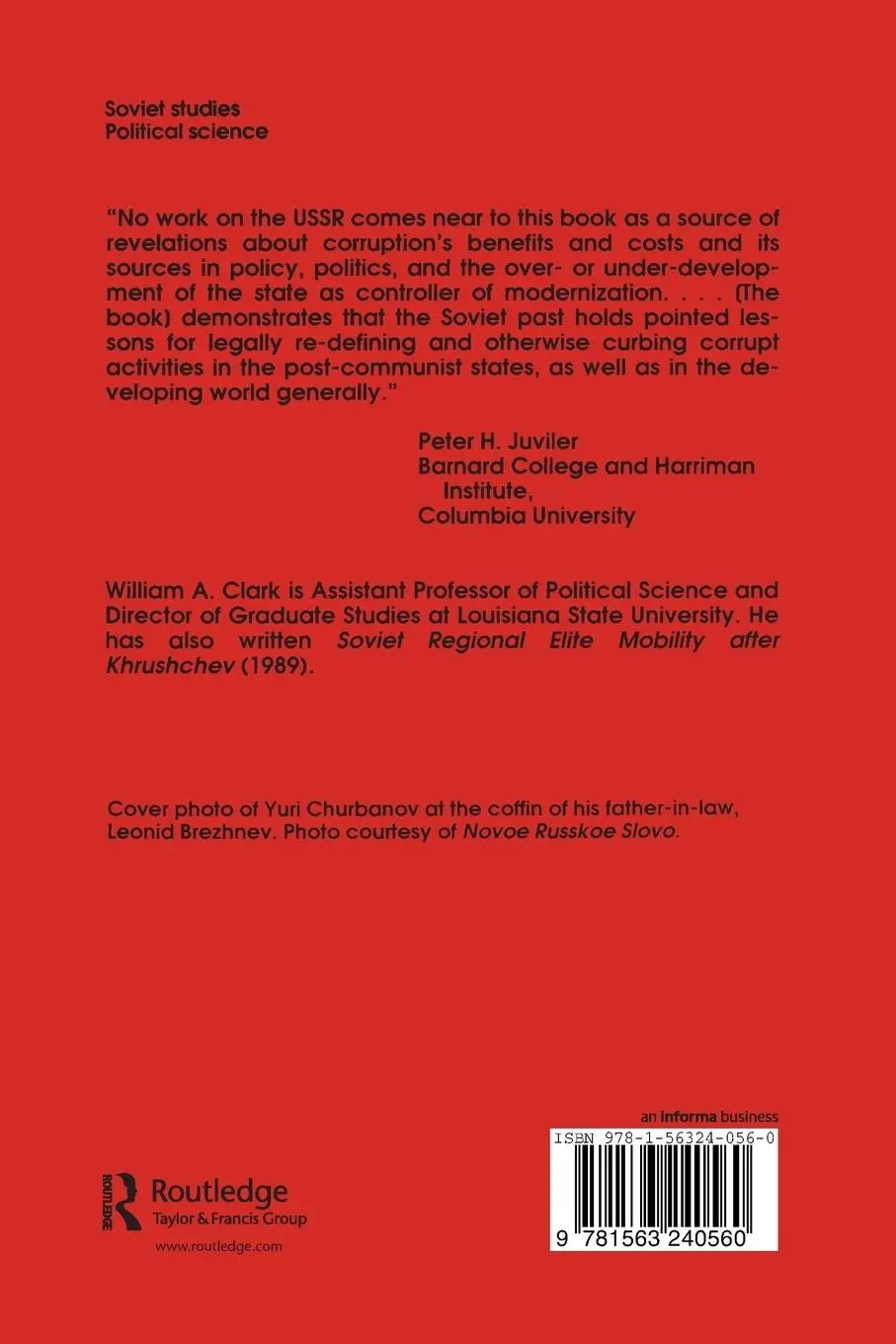 Rückseite: 9781563240560 | Crime and Punishment in Soviet Officialdom | William A. Clark | Buch